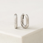 Load image into Gallery viewer, Rhodium-Plated Hoops - Small Paperclip Puff