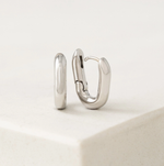 Load image into Gallery viewer, Rhodium-Plated Hoops - Small Paperclip Puff