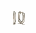 Load image into Gallery viewer, Rhodium-Plated Hoops - Small Paperclip Puff