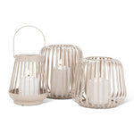 Load image into Gallery viewer, Lantern - Spoke LED Candle Set Sand 7"H