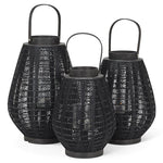 Load image into Gallery viewer, Lantern - Barrel Black w/ Handle 16" H