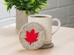 Load image into Gallery viewer, Coaster - Grey w/ Maple Leaf 4"