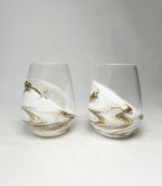 Load image into Gallery viewer, Resin Coated Wine Glass - Gold Quartz s/2
