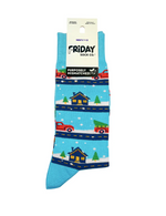 Load image into Gallery viewer, Men's Holiday Midcalf Socks - Christmas Vintage Truck & Room