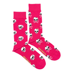 Load image into Gallery viewer, Men's Midcalf Socks - Skulls Hot Pink