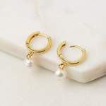 Load image into Gallery viewer, Gold-Plated Hoops - Amari Pearl Huggie Drop