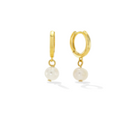 Load image into Gallery viewer, Gold-Plated Hoops - Amari Pearl Huggie Drop