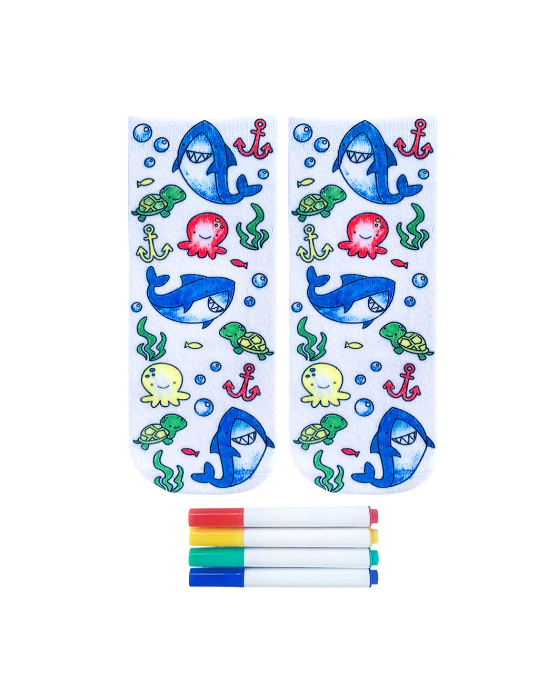 Kids Coloring Socks - Ocean Pals