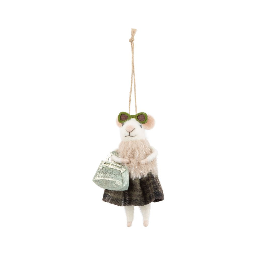 Holiday Ornament - Mouse with Green Purse