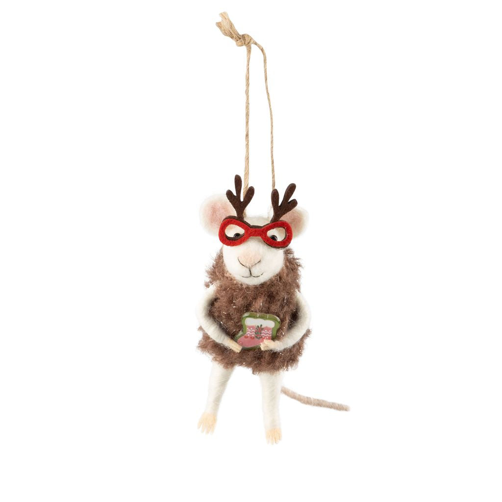 Holiday Ornament - Mouse with Reindeer Glasses