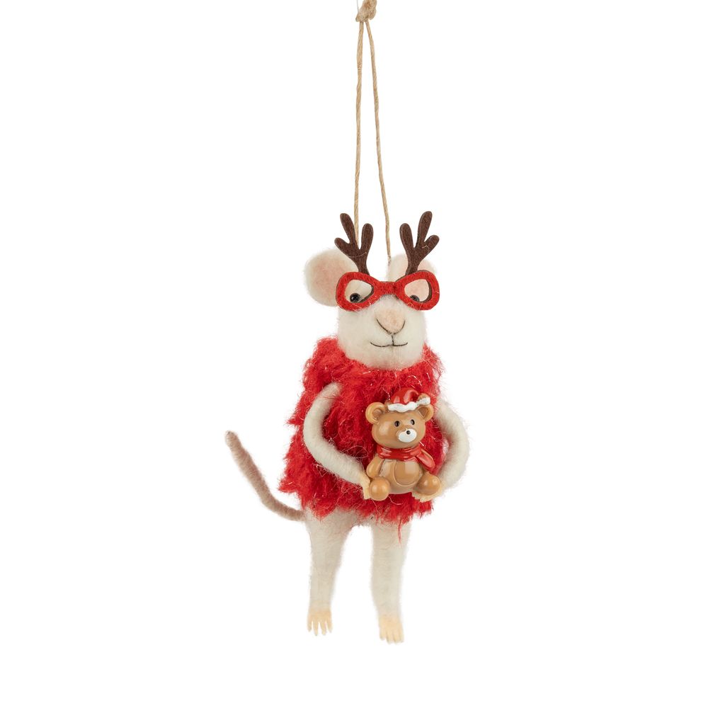 Holiday Ornament - Mouse with Teddy Bear