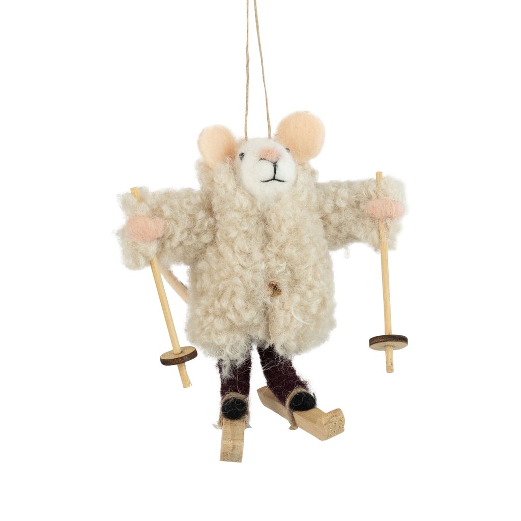 Holiday Ornament - Mouse Boucle Parka Skiing