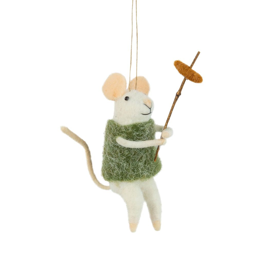 Holiday Ornament - Mouse with Hot Dog Roast