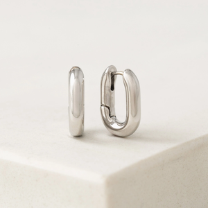 Rhodium-Plated Hoops - Small Paperclip Puff