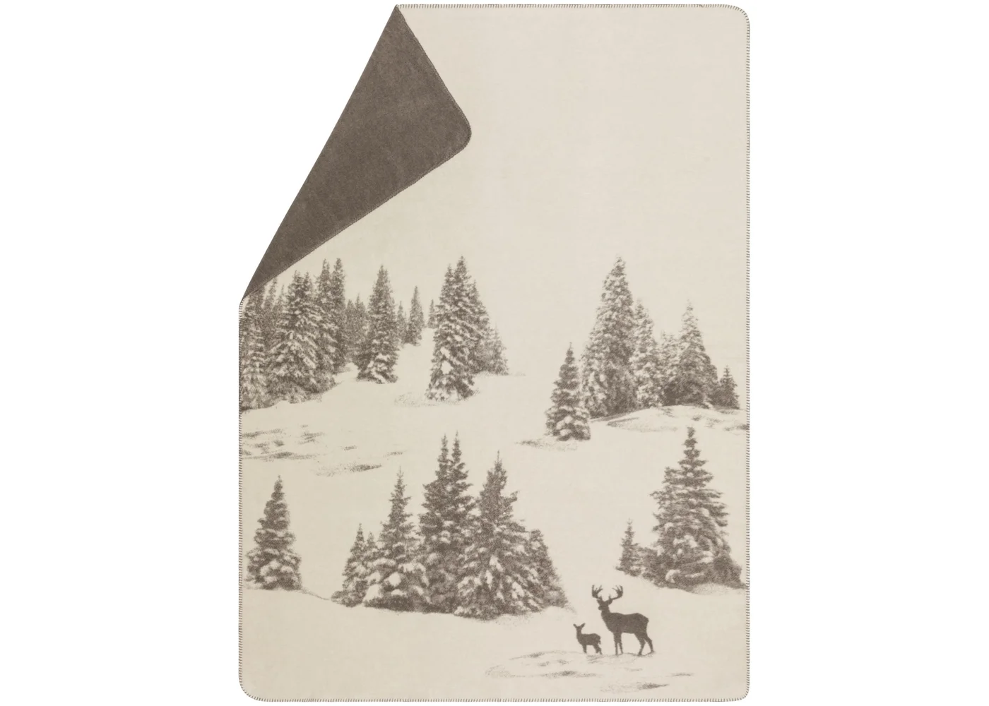 Fussenegger Throw - Savona Velour Snowy Trees Brn 200x150cm