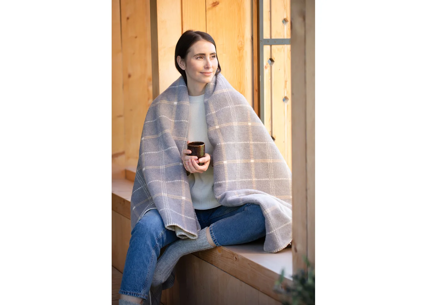 Fussenegger Throw - Savona Velour Checkered Gry 200x150cm