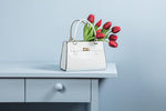 Load image into Gallery viewer, Vase - Handbag White 9"L
