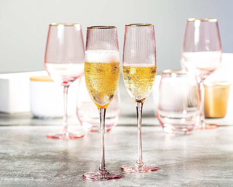 Champagne Flute - Blush Optic Gold Rim