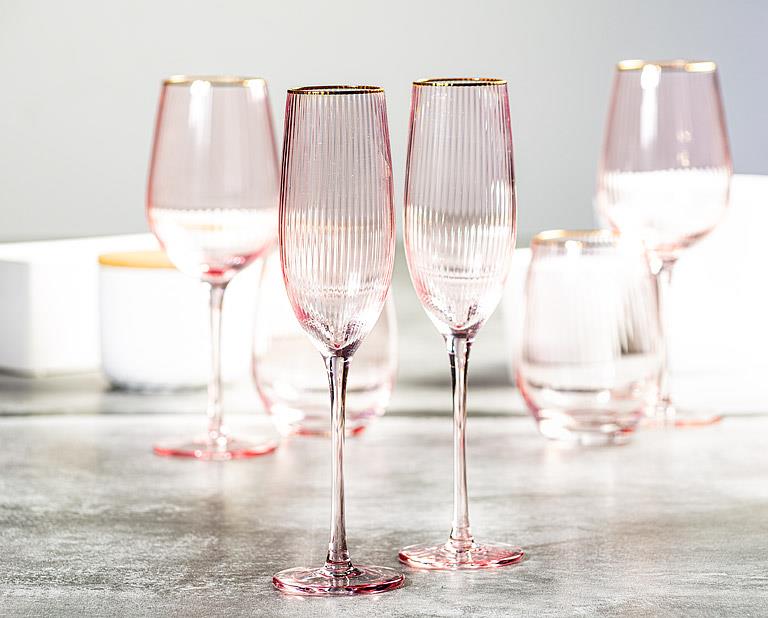 Champagne Flute - Blush Optic Gold Rim