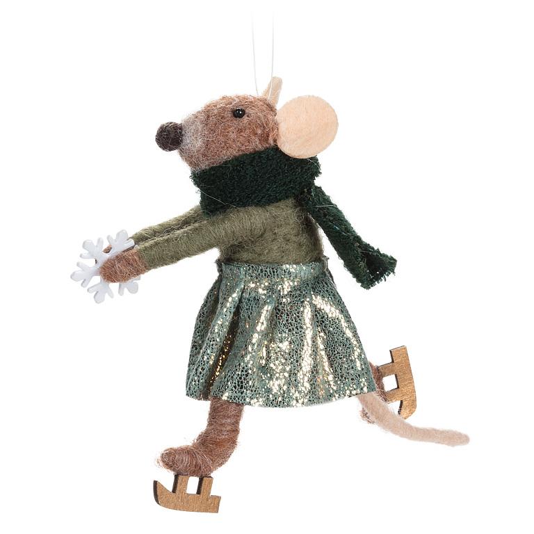 Ornament - Mouse Skating with Scarf
