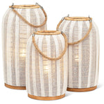 Load image into Gallery viewer, Lantern - Ivory w/ Jute Handle 13.5" H
