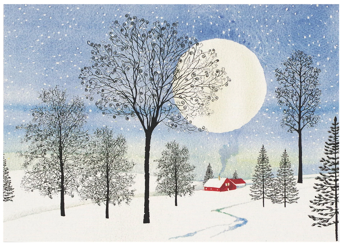 Holiday Boxed Card Set - Moonlit Cottage s/20