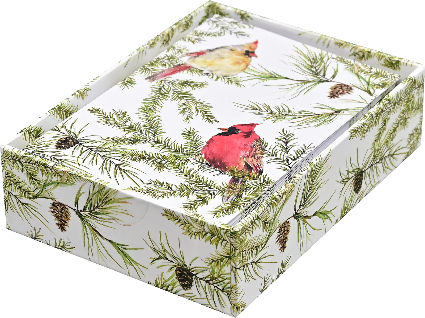 Holiday Boxed Card Set - Mini Cardinals in Evergreen s/20