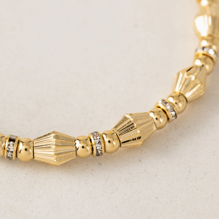 Gold-Plated Bracelet - Solana Diamond Bead Flex