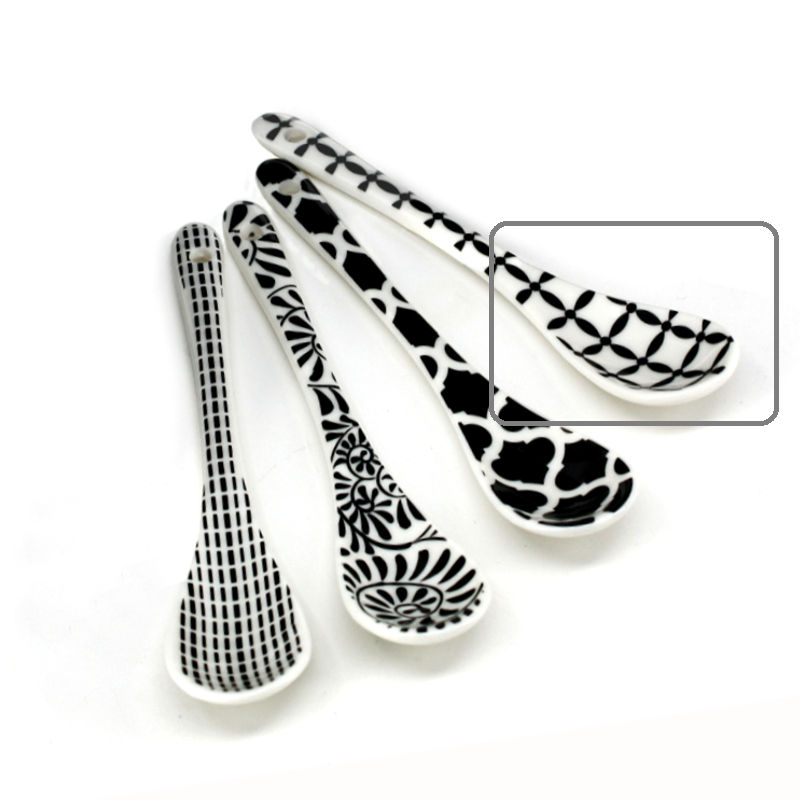 Condiment Spoon - 5.1" Black | White Diamond