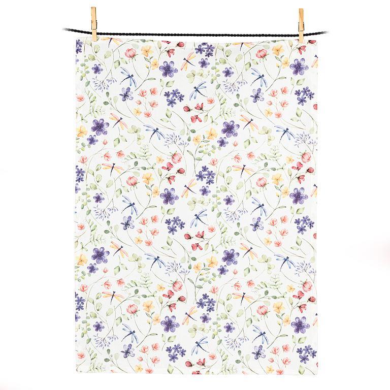 Tea Towel - Dragonfly & Floral
