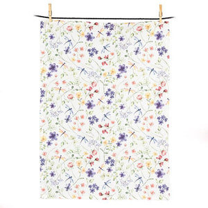 Tea Towel - Dragonfly & Floral