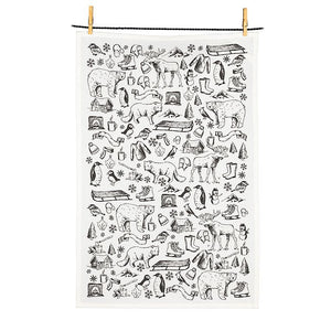 Tea Towel - Winter Outline Motif