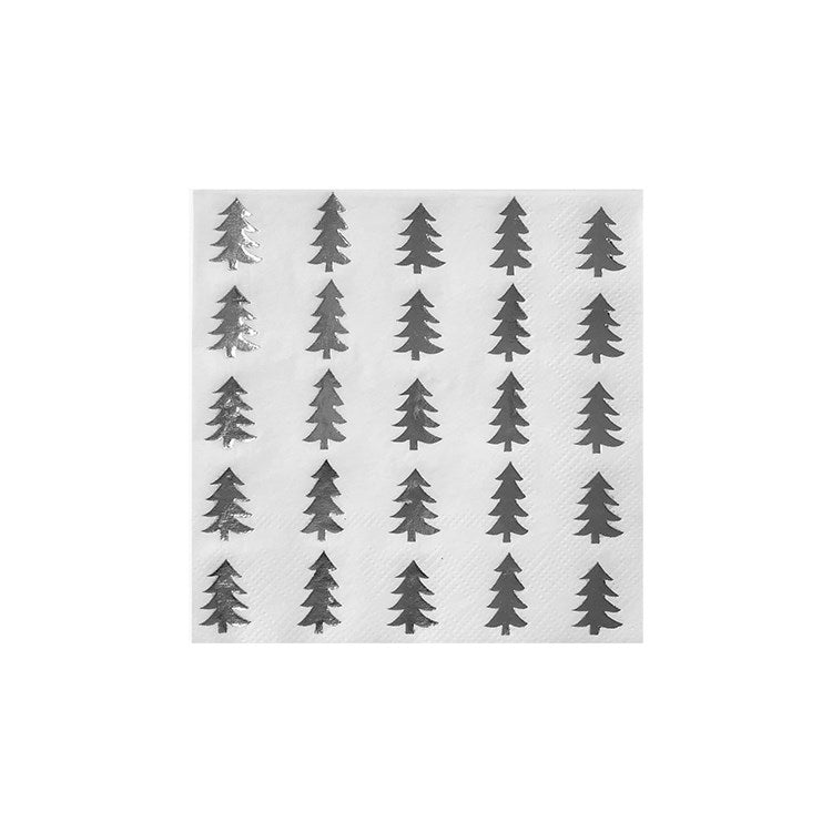 Cocktail Napkin - Tree Foil Silver