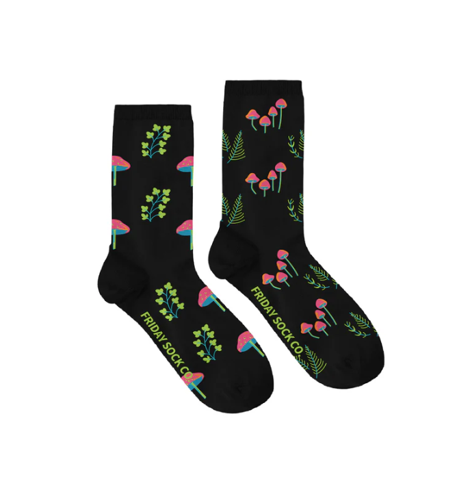 Women's Crew Socks - Neon Mushroom
