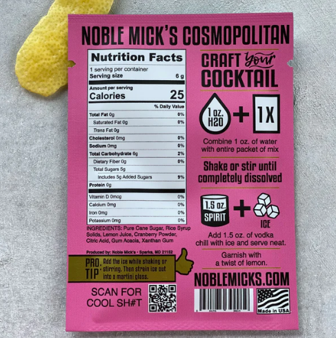 Noble Mick's Card - You Need a Drink Cosmopolitan