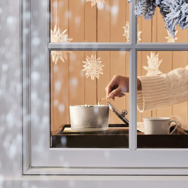 Thymes Frasier Fir - Flocked Candle 3-wick 18oz