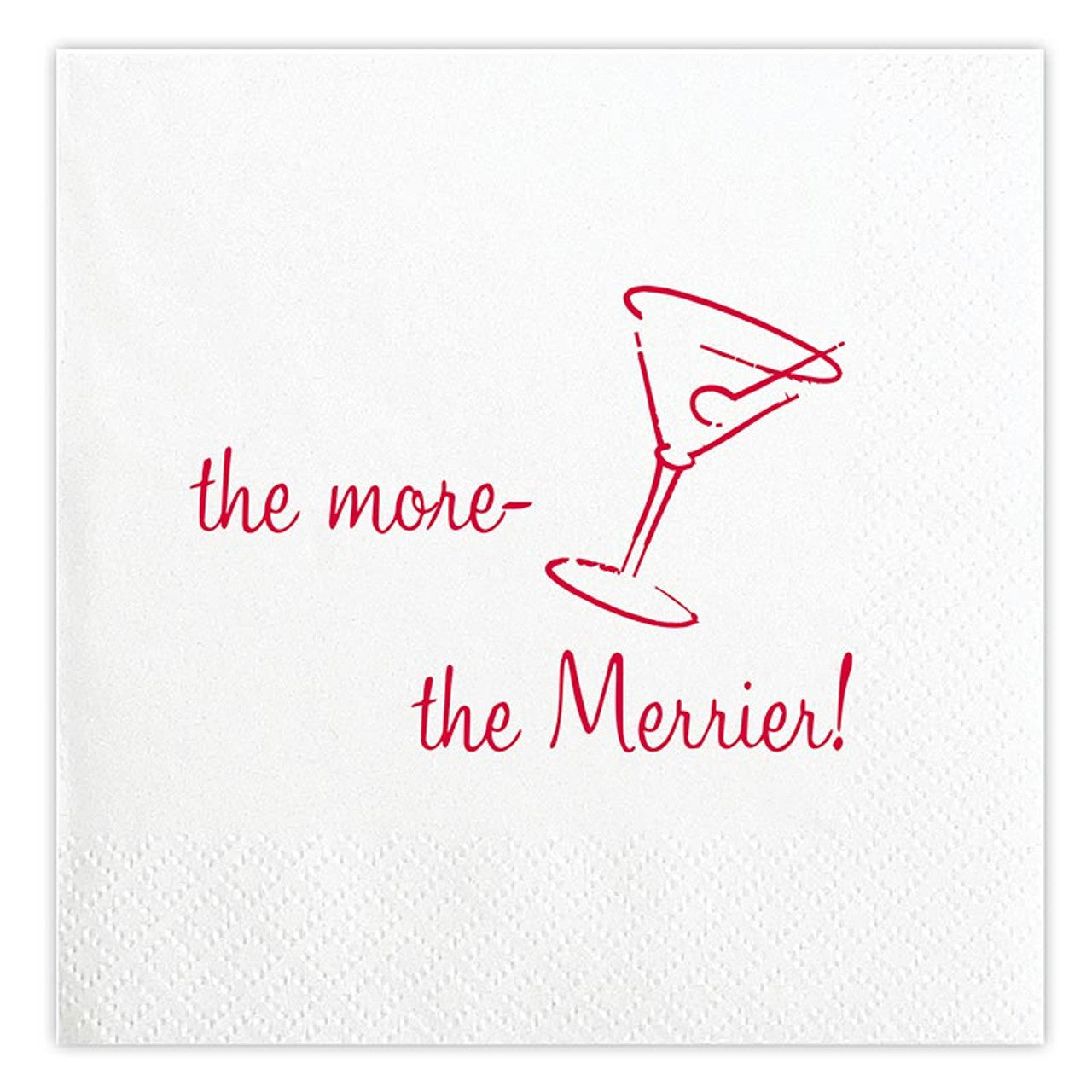 Cocktail Napkin - Holiday More the Merrier (redwht)