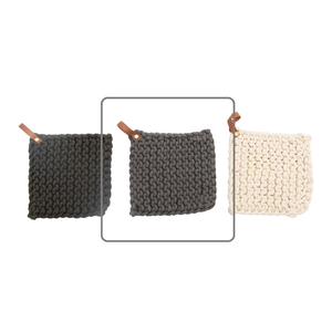 Trivet - Crocheted Leather Loop Grey