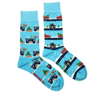 Load image into Gallery viewer, Men&#39;s Holiday Midcalf Socks - Christmas Vintage Truck &amp; Room
