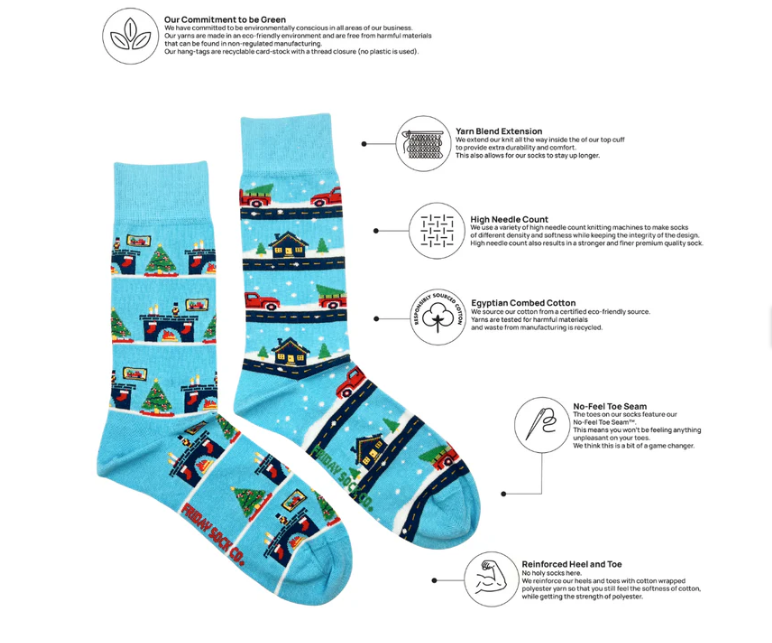 Men's Holiday Midcalf Socks - Christmas Vintage Truck & Room