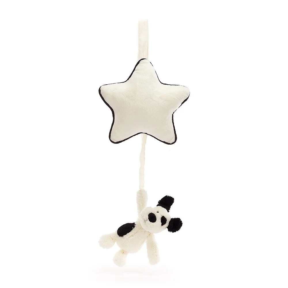 Jellycat Musical Pull - Bashful Black|Cream Puppy