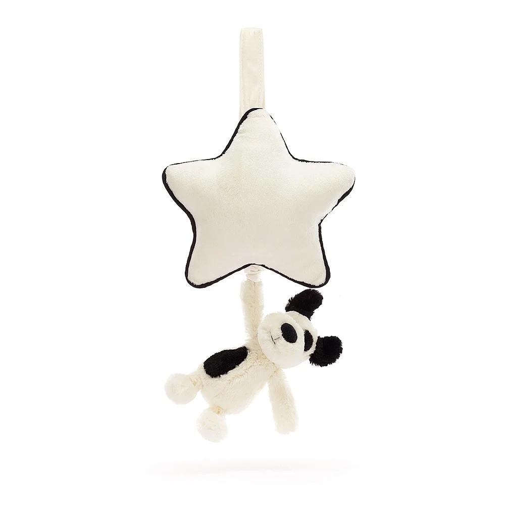 Jellycat Musical Pull - Bashful Black|Cream Puppy