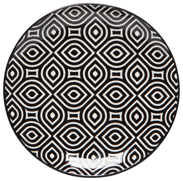 Appetizer Plate - Black | White Geometry