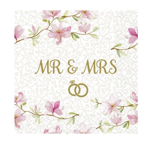 Luncheon Napkin - Mr & Mrs Double Ring