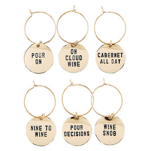 Wine Charms - Gold Wine Tasting s/6