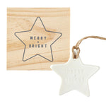 Load image into Gallery viewer, Ornament - Ceramic Star Merry &amp; Bright
