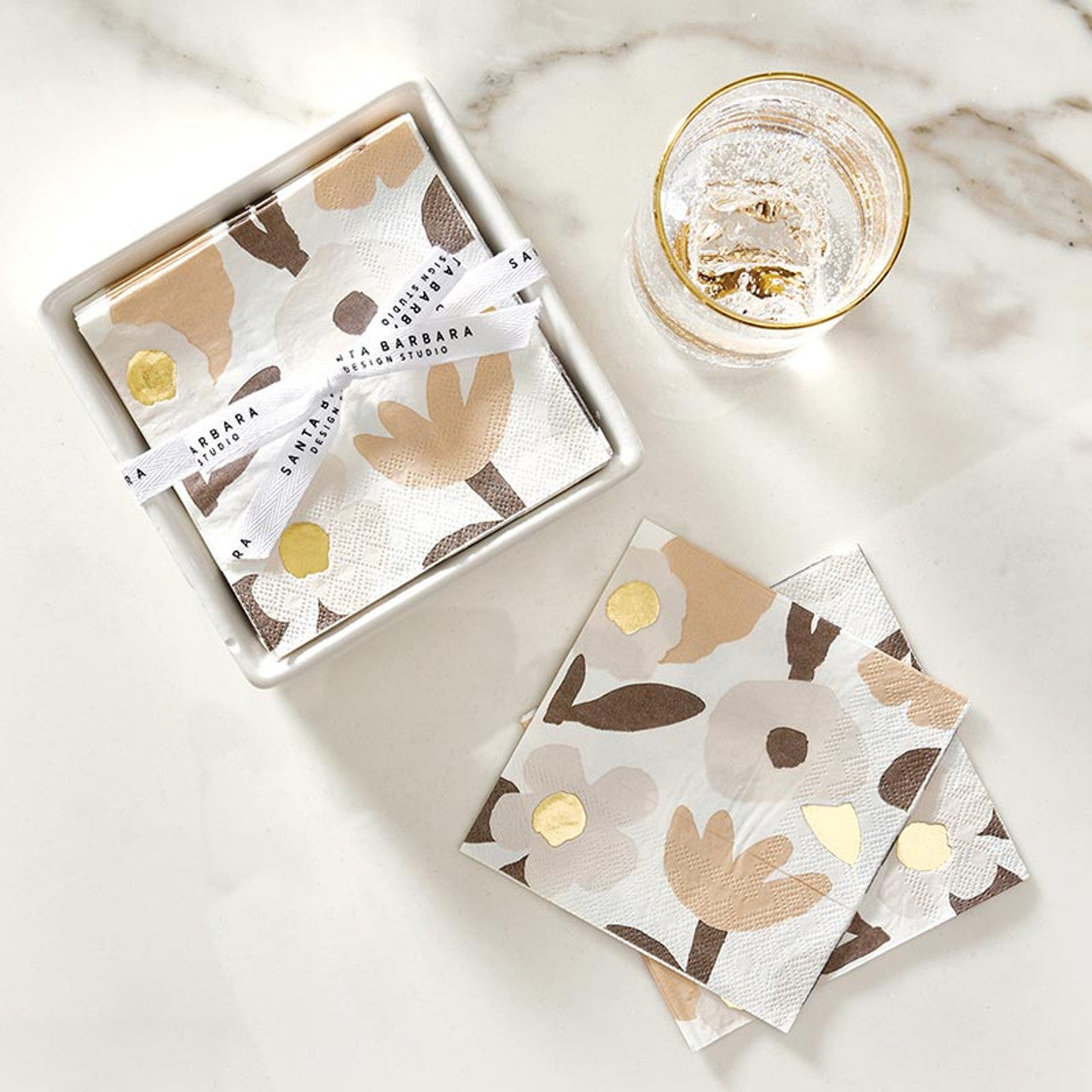 Cocktail Napkin Set - Blush Flowers