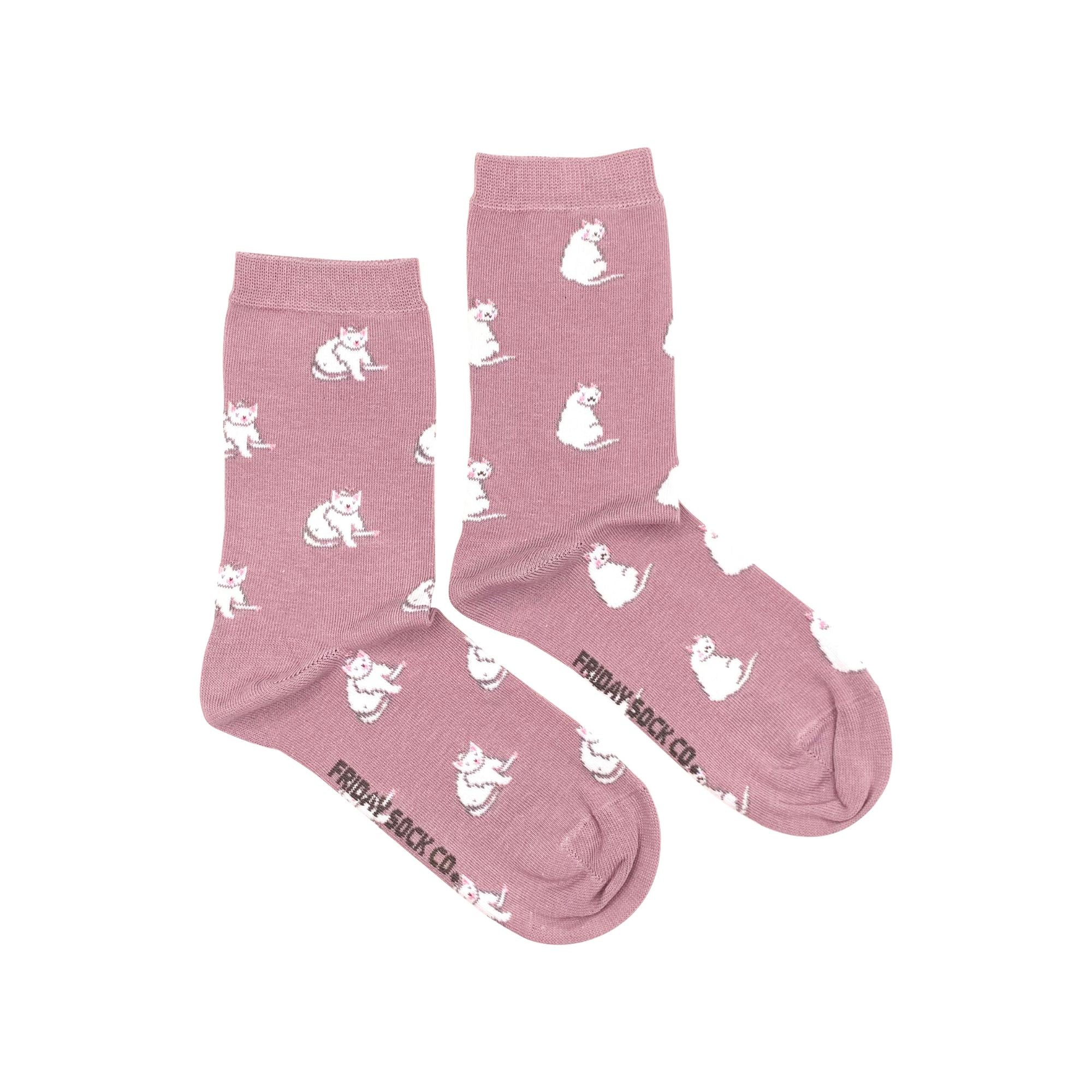 Women's Crew Socks - White Cat