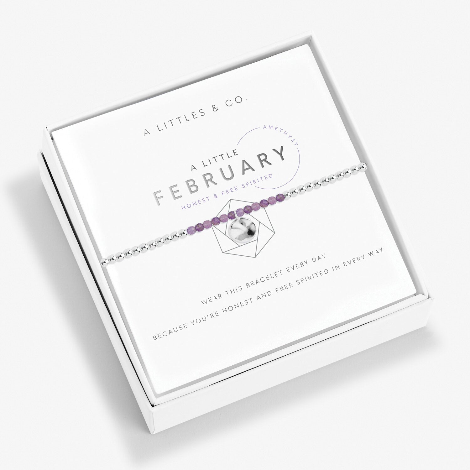 A Littles & Co. Bracelet - Birthstone Feb Amethyst | Silver