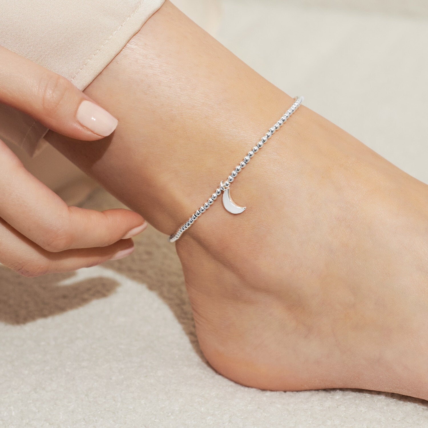 A Littles & Co. Anklet - Silver Moon Circle